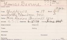 Thomas DeVine Student Information Card