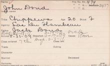 John Doud Student Information Card