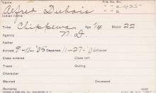 Alfred Dubois Student Information Card