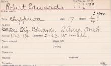 Robert Edwards Student Information Card