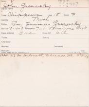 John Greensky Student Information Card