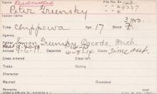 Peter Greensky Student Information Card