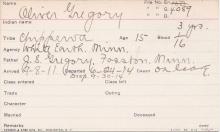 Oliver Gregory Student Information Card