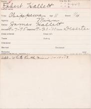 Robert Hallett Student Information Card