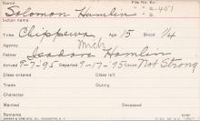Solomon Hamlin Student Information Card