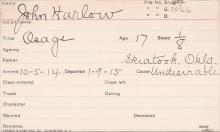 John Harlow Student Information Card