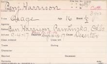 Benjamin Harrison Student Information Card