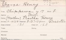 George Henry Student Information Card