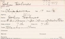 John Holmes Student Information Card
