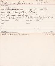 William Isham Student Information Card