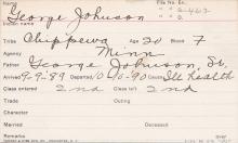 George Johnson Student Information Card