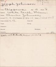 Joseph Johnson Student Information Card