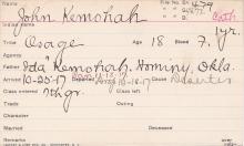 John Kemohah Student Information Card