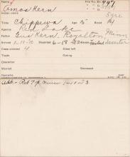 Amos Kern Student Information Card