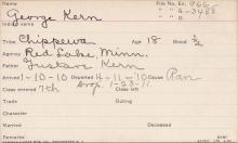 George Kern Student Information Card