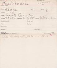 Charles Labadie Student Information Card