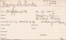 Henry La Duke Student Information Card