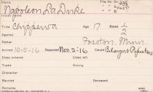 Napoleon La Duke Student Information Card