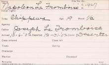Napoleon La Fromboise Student Information Card