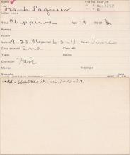 Frank Laquier Student Information Card