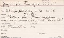 John La Rocque Student Information Card