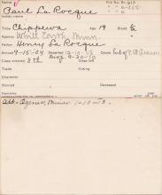 Paul La Roque Student Information Card