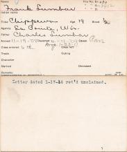 Frank Lumbar Student Information Card