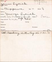 James Lydick Student Information Card
