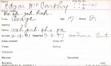 Edgar McCarthy (Me-ih-gah-hah) Student Information Card
