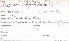 Herman McCarthy (Wahpahshoshe) Student Information Card