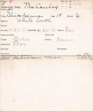Eugene McCauley Student Information Card