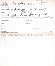 Alex McDougall Student Information Card