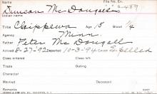 Duncan McDougall Student Information Card