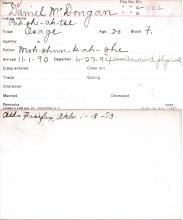 Daniel McDougan (Pah-she-ah-tse) Student Information Card