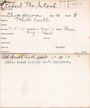 John Robert McIntosh Student Information Card