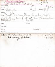 James McKinley Student Information Card
