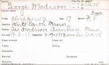 George Madison Student Information Card