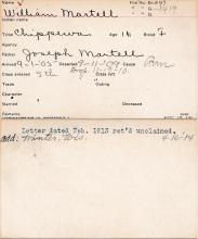 William Martell Student Information Card