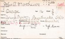 John  Mathews Student Information Card