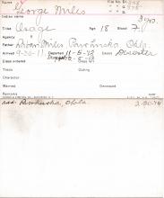 George Miles Student Information Card