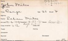 John Miles Student Information Card