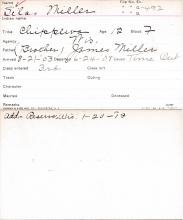 Silas Miller Student Information Card