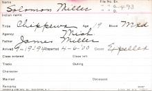 Solomon Miller Student Information Card