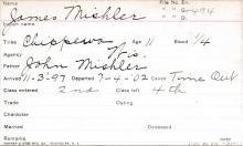James Mishler Student Information Card