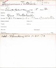 Benjamin Mitchell Student Information Card