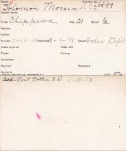Solomon Morin Student Information Card