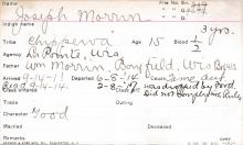 Joseph Morrin Student Information Card