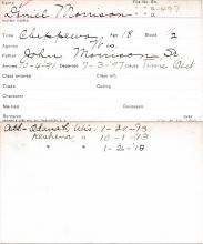 Daniel Morrison Student Information Card