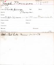 Joseph Morrison Student Information Card