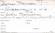 Thomas Morrison Student Information Card